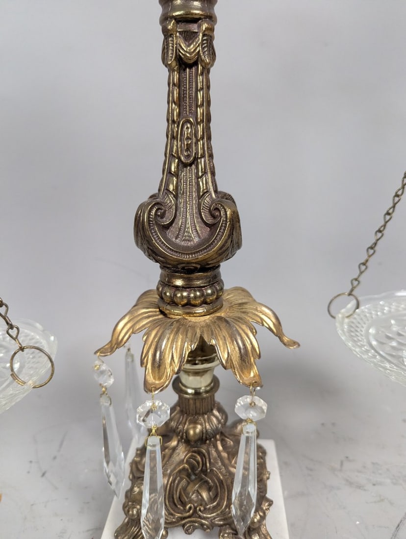 Vintage Italian Decorative Balance Scale with Crystal Prisms and Marble Base - 5