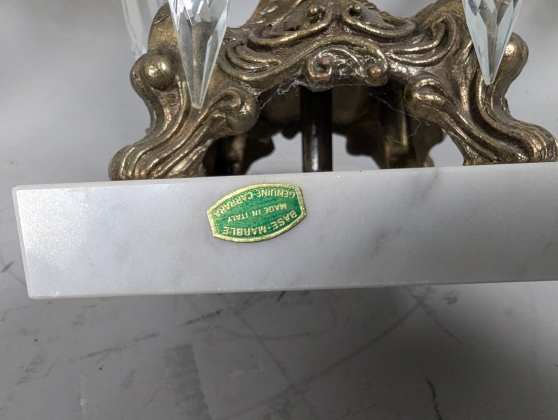 Vintage Italian Decorative Balance Scale with Crystal Prisms and Marble Base - 6