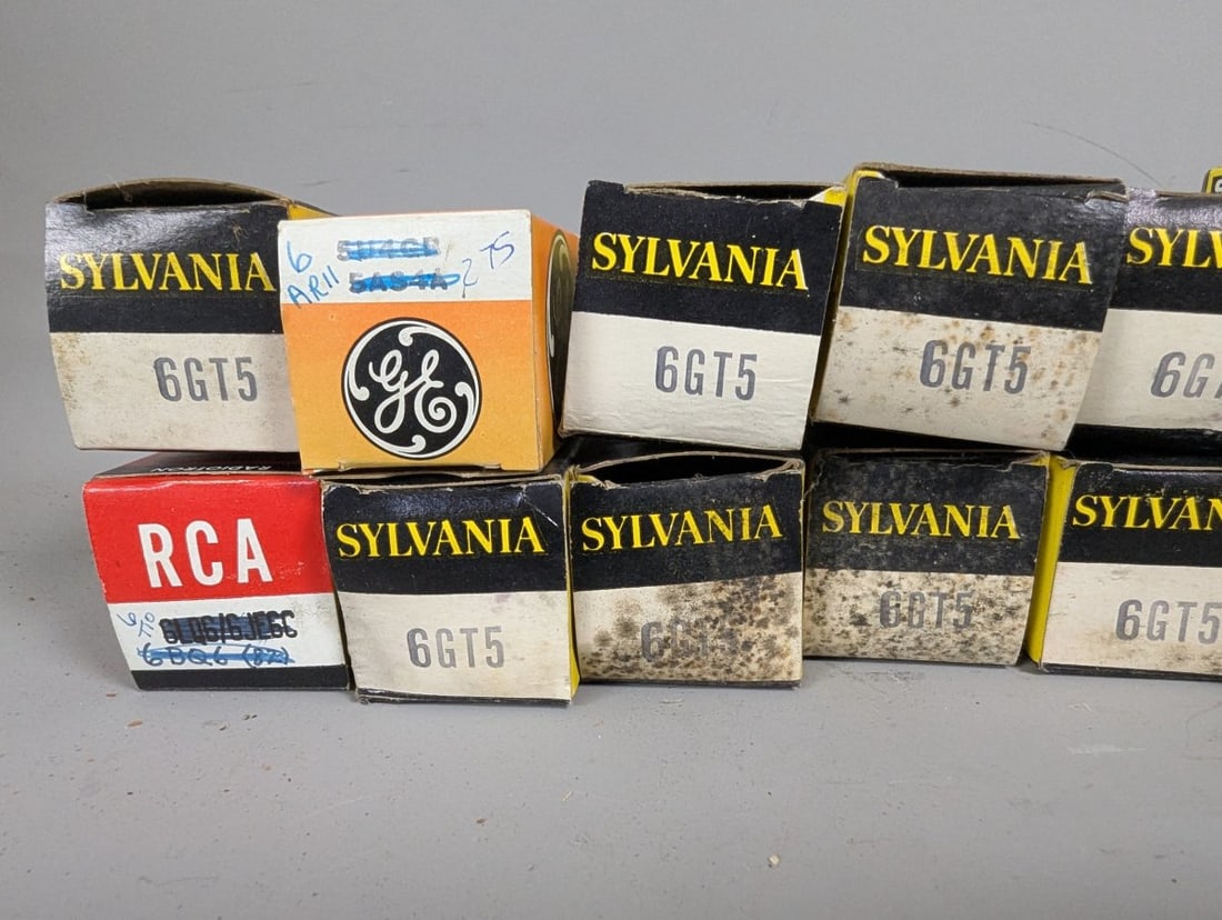 Lot of Vintage NOS Radio and TV Vacuum Tubes from Sylvania RCA GE and Zenith - 6