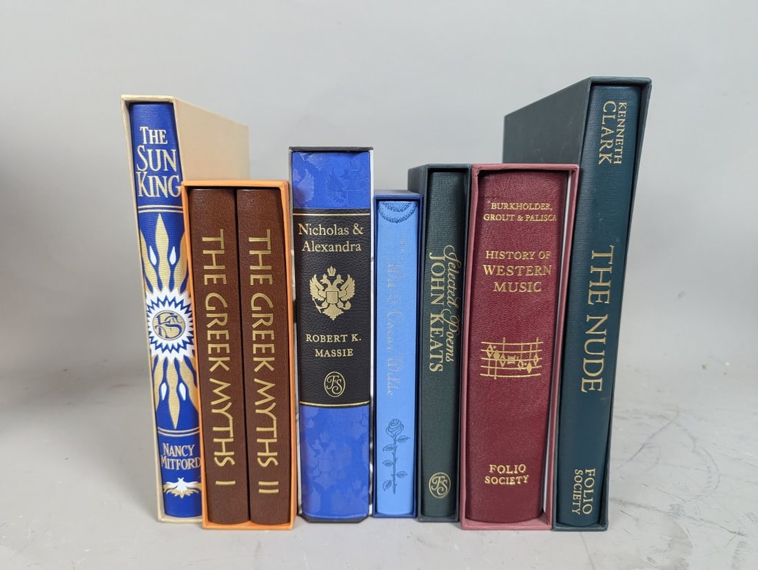 Collection of Folio Society Classics Including The Sun King and The Greek Myths: **Important** Please read below description on how to avoid high shipping costs. Explore this remarkable collection of 7 distinct titles from The Folio Society, a renowned publisher famous for its