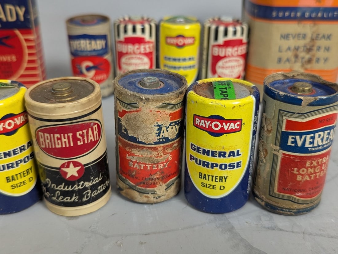 Vintage Dry Cell Battery Collection American German Brands 34 Lot - 5