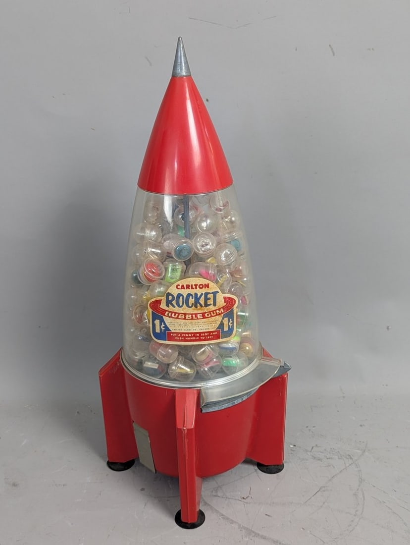 Vintage Carlton Rocket Bubble Gum Vending Machine Mid Century Space Age Collectible (1 of 7)