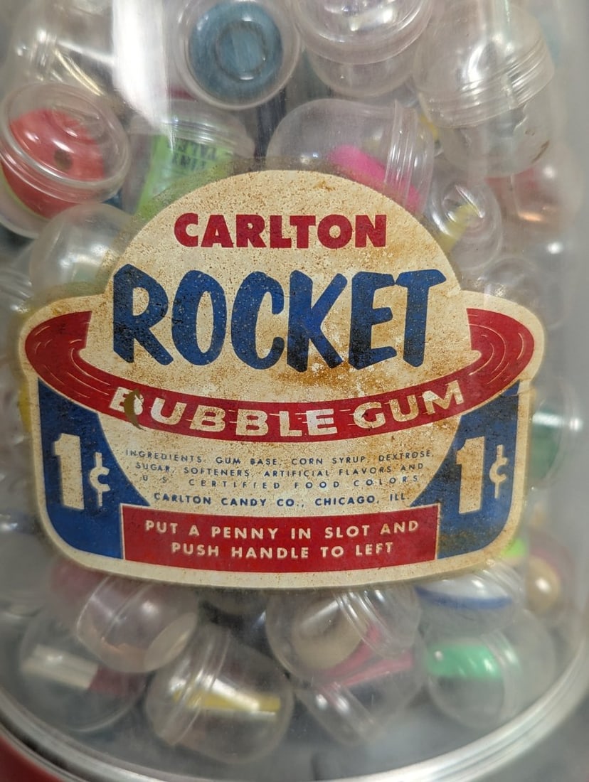 Vintage Carlton Rocket Bubble Gum Vending Machine Mid Century Space Age Collectible - 2