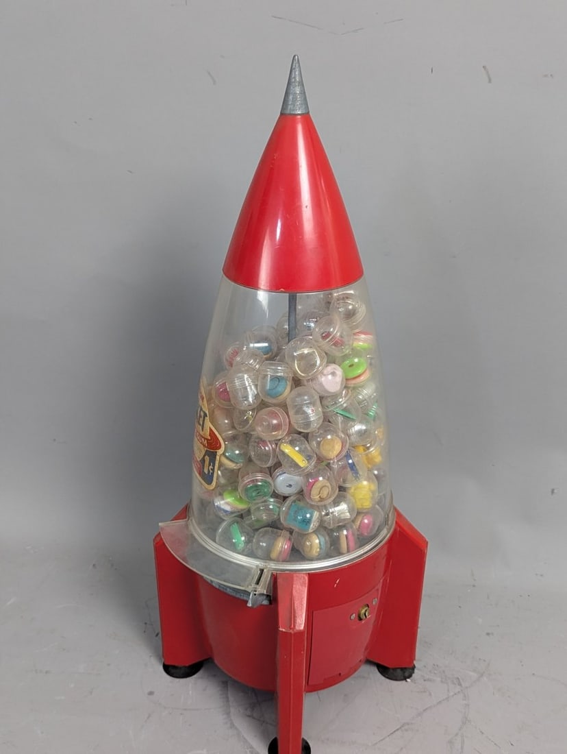 Vintage Carlton Rocket Bubble Gum Vending Machine Mid Century Space Age Collectible - 3
