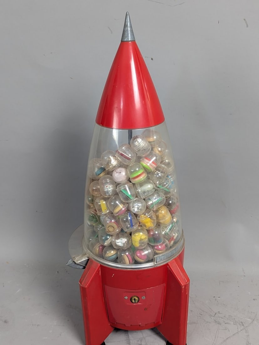 Vintage Carlton Rocket Bubble Gum Vending Machine Mid Century Space Age Collectible - 4