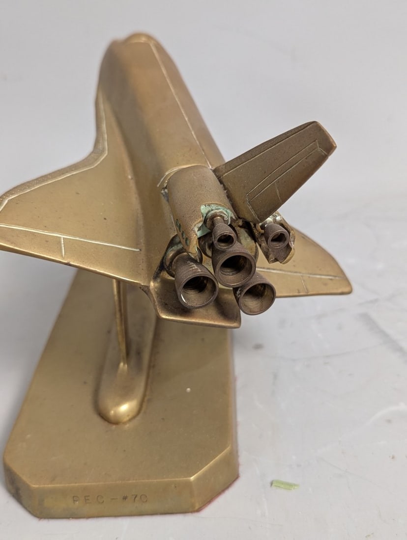 Lockheed Space Operations Company Brass Space Shuttle Model Commemorative Desk Decor - 5