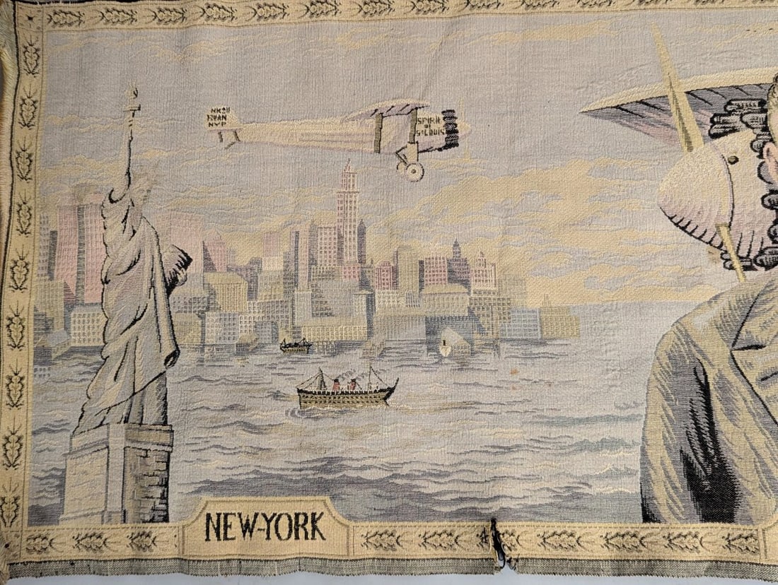 Circa 1927 Charles Lindbergh Spirit of St. Louis Commemorative Woven Tapestry - 2