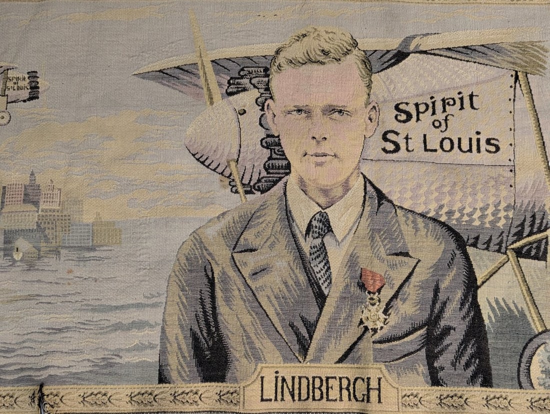 Circa 1927 Charles Lindbergh Spirit of St. Louis Commemorative Woven Tapestry - 3
