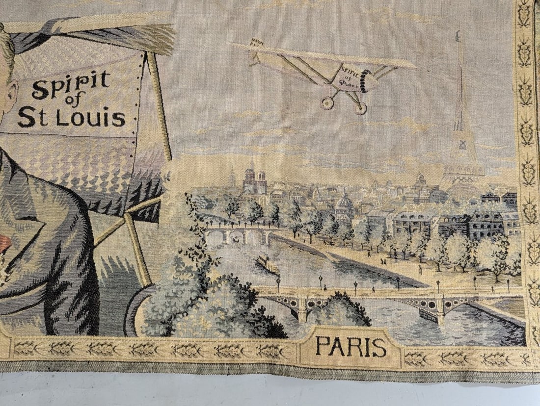 Circa 1927 Charles Lindbergh Spirit of St. Louis Commemorative Woven Tapestry - 4