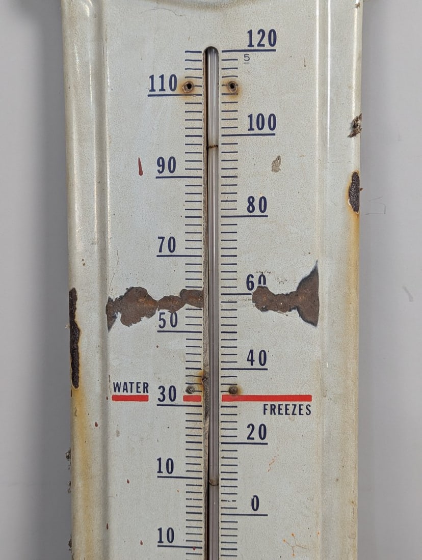 Vintage Prestone Anti-Freeze Porcelain Thermometer Sign Classic American Automobilia - 3