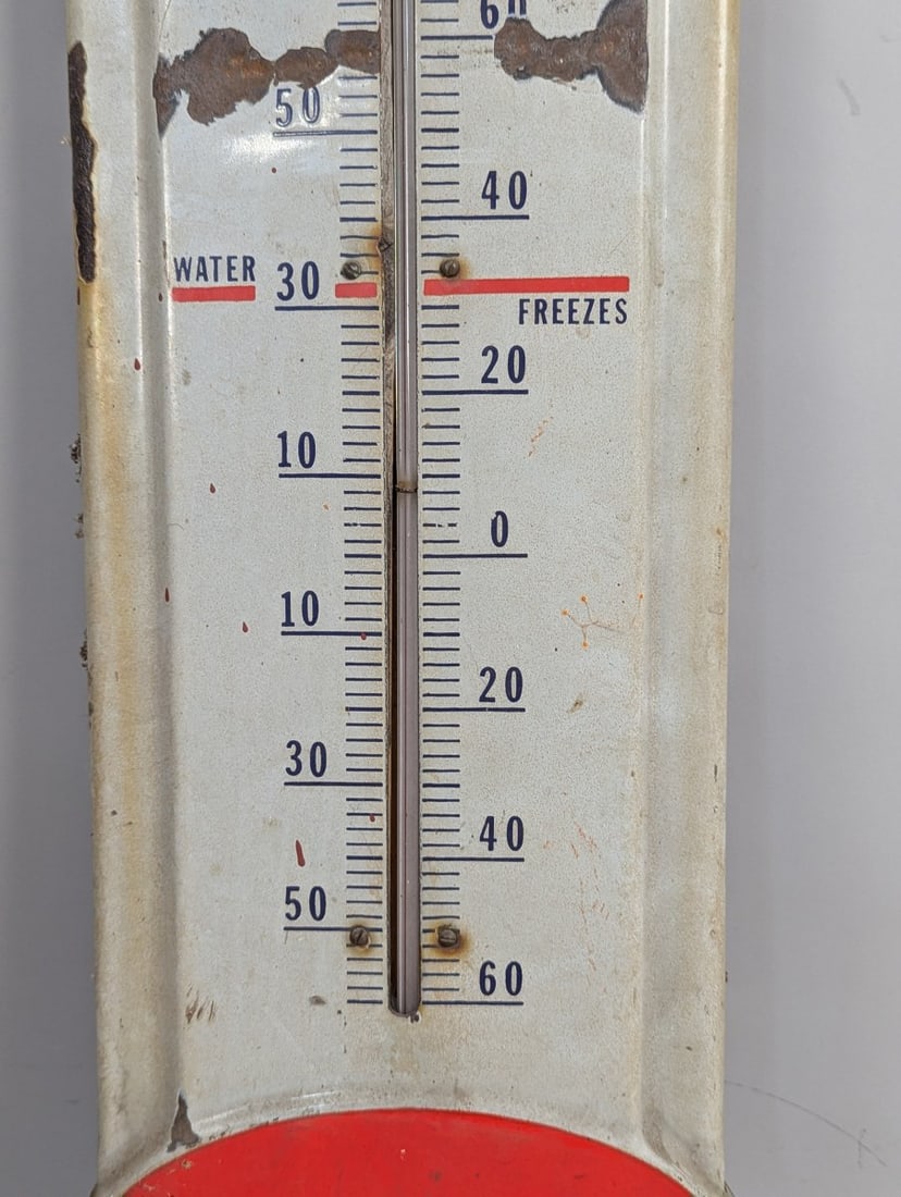 Vintage Prestone Anti-Freeze Porcelain Thermometer Sign Classic American Automobilia - 4