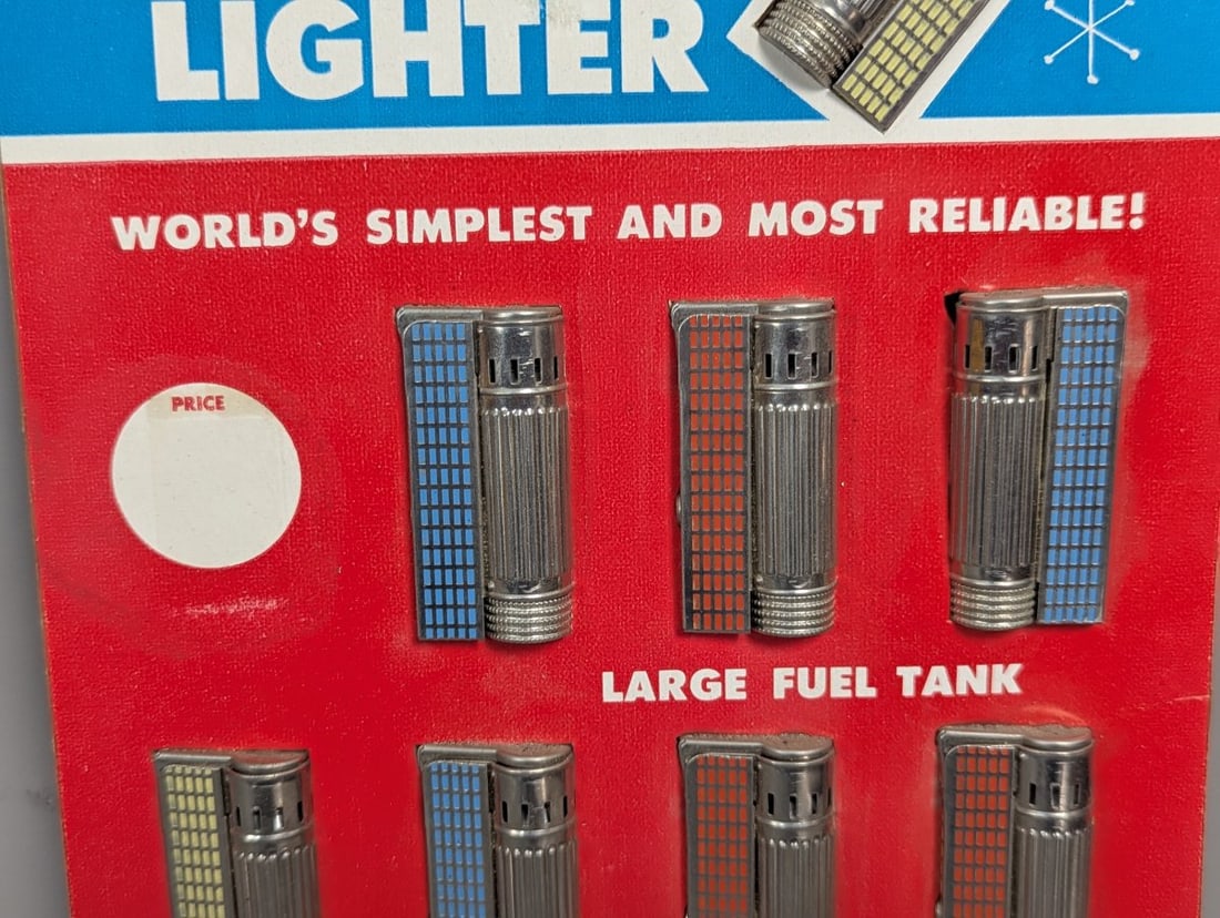 Vintage Nano Windproof Lighter Store Display Card with Colorful NOS Lighters - 3