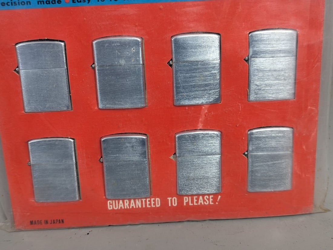 Vintage Reliance Windproof Lighter Store Display Card 8 Lighters Made In Japan - 4