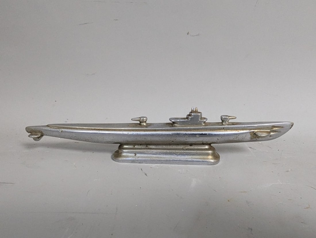 Vintage Art Deco Style Cast Metal Submarine Paperweight Collectible Nautical Decor: **Important** Please read below description on how to avoid high shipping costs. Explore a unique piece of nautical history with this Vintage Art Deco Style Cast Metal Submarine Paperweight.