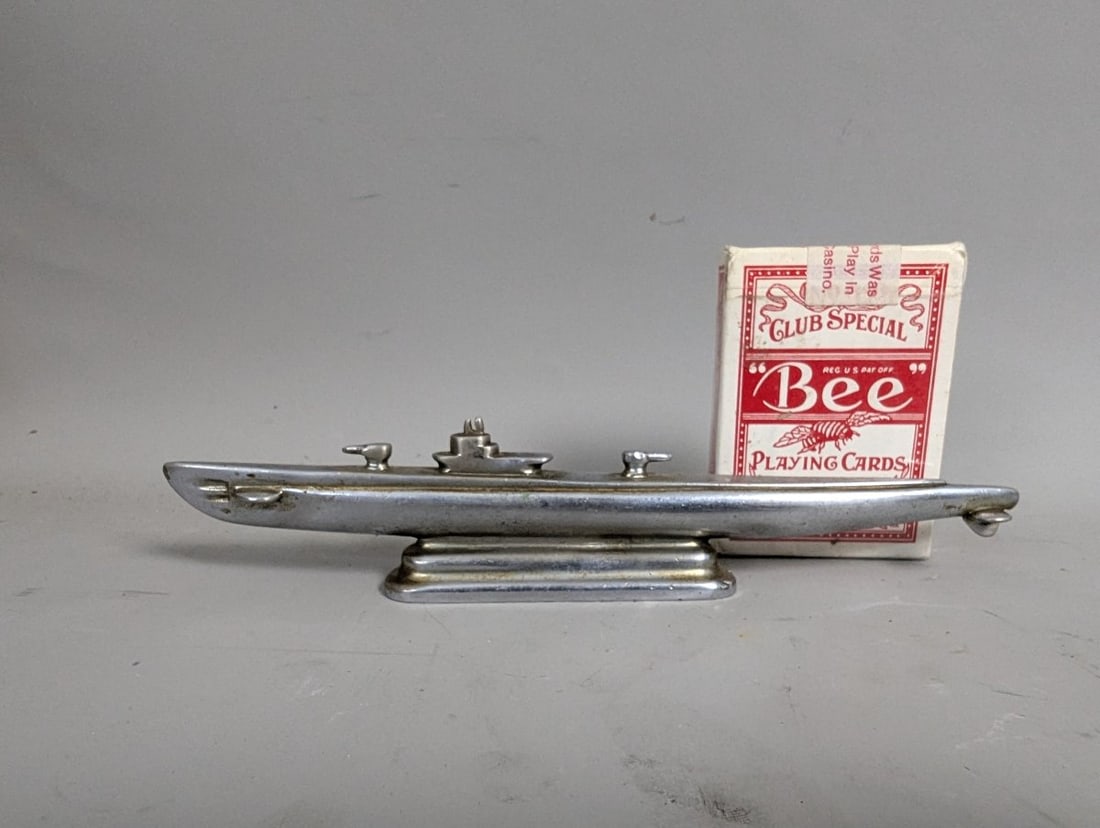 Vintage Art Deco Style Cast Metal Submarine Paperweight Collectible Nautical Decor - 6