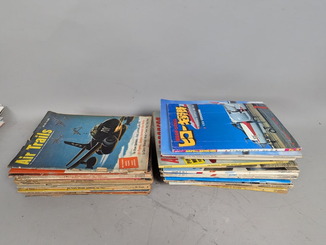 Lot of 40 Vintage Aviation Magazines Including Air Progress and Air Trails (1 of 7)