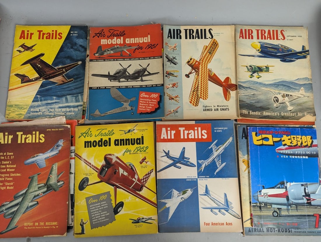 Lot of 40 Vintage Aviation Magazines Including Air Progress and Air Trails - 3