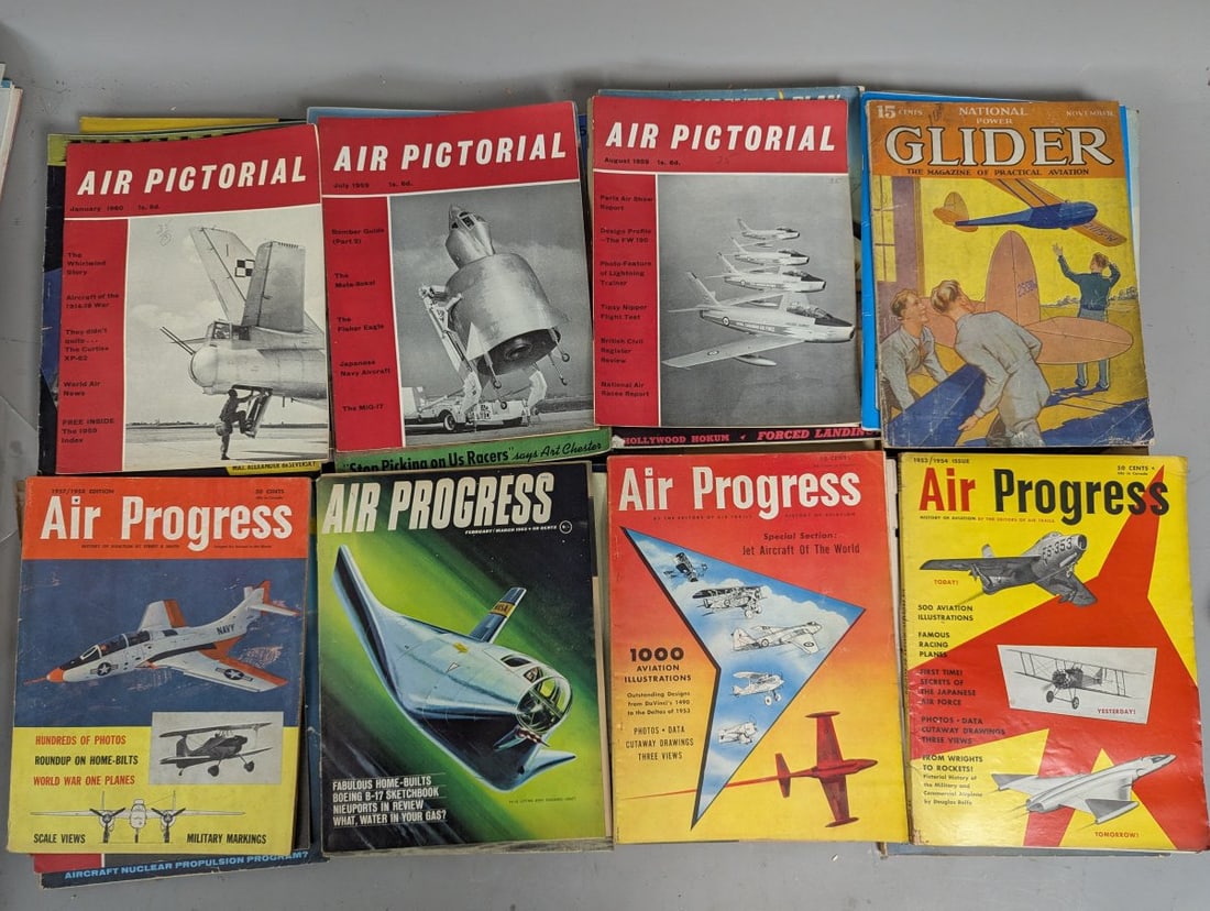 Lot of 40 Vintage Aviation Magazines Including Air Progress and Air Trails - 7