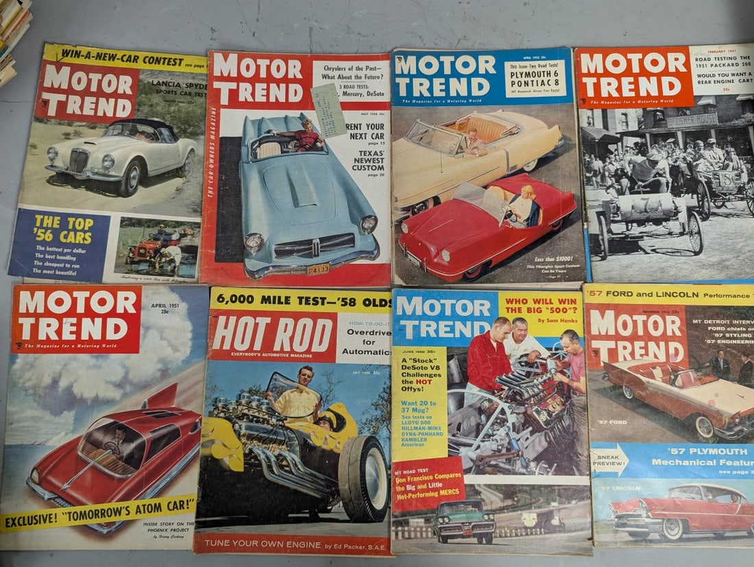 Vintage American Automotive Magazines Collection from 1950s-1960s, Includes Bulb Horn & Sidelights - 5