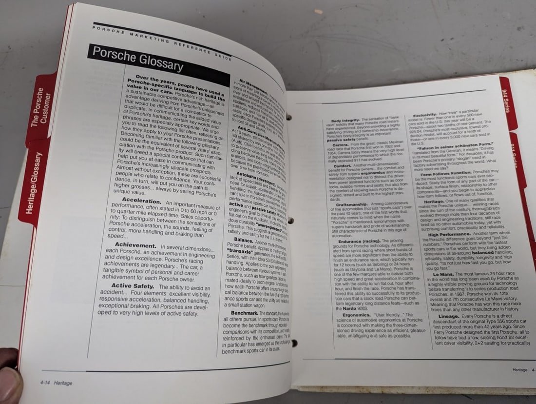 1989 Porsche Marketing Reference Guide Dealer Binder Sales Training 911 928 944 Turbo - 4