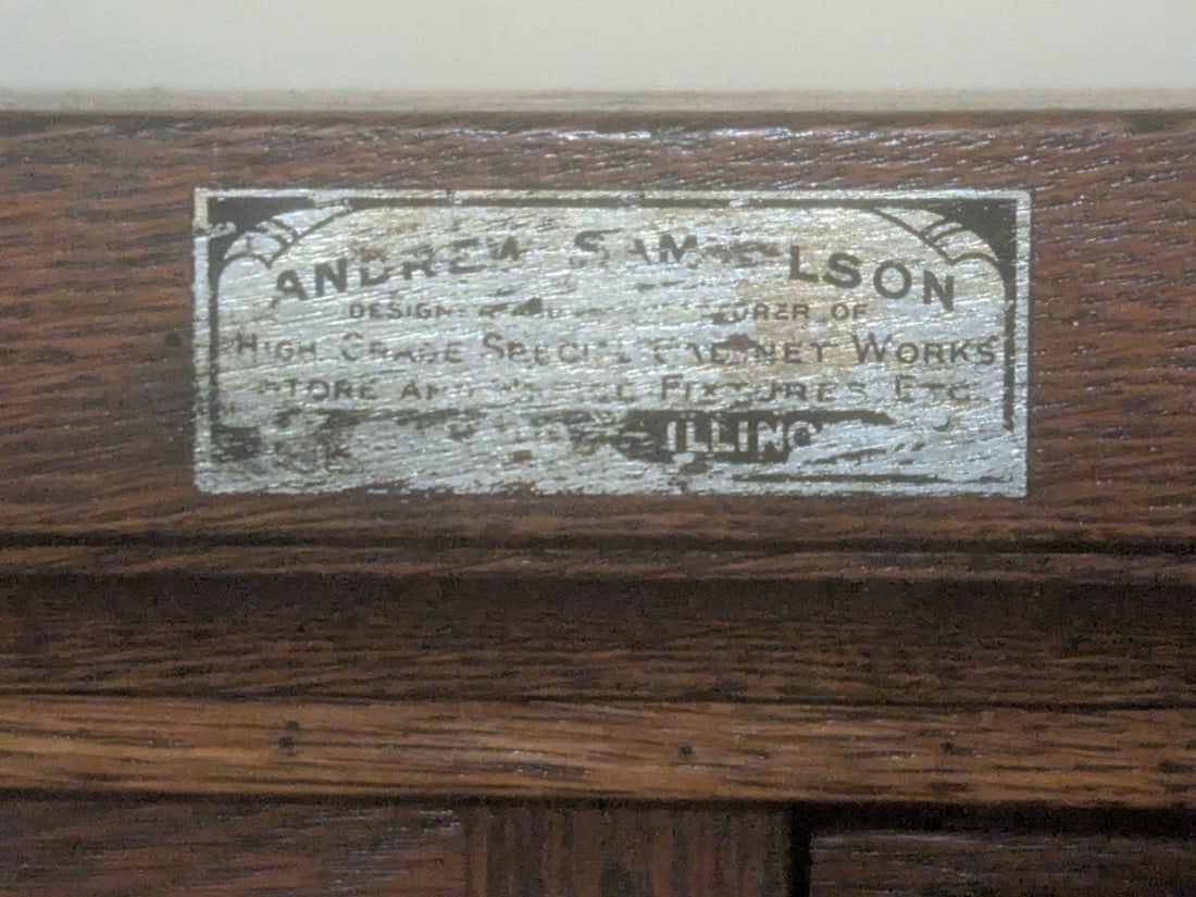 Andrew Samuelson Antique Oak Store Display Cabinet Large Quarter-Sawn Oak Showcase - 5