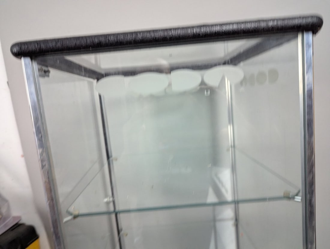 Vintage Coda USA Chrome and Glass Display Cabinet Etched Logo 70s 80s Design - 5