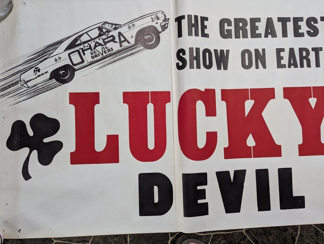 Vintage Lucky O'Hara Devil Drivers Auto Thrill Show Poster Central Show Printing Co. - 3