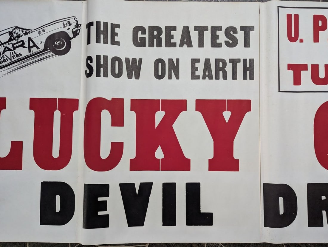Vintage Lucky O'Hara Devil Drivers Auto Thrill Show Poster Central Show Printing Co. - 4