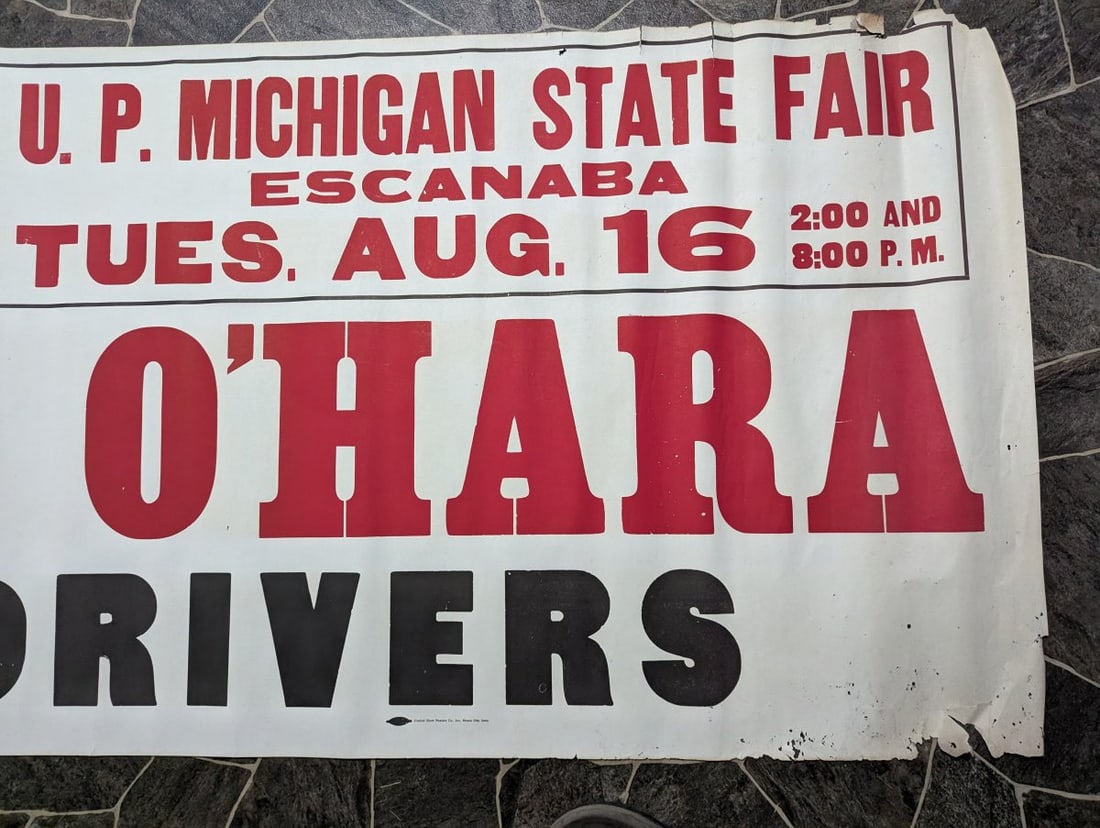 Vintage Lucky O'Hara Devil Drivers Auto Thrill Show Poster Central Show Printing Co. - 6
