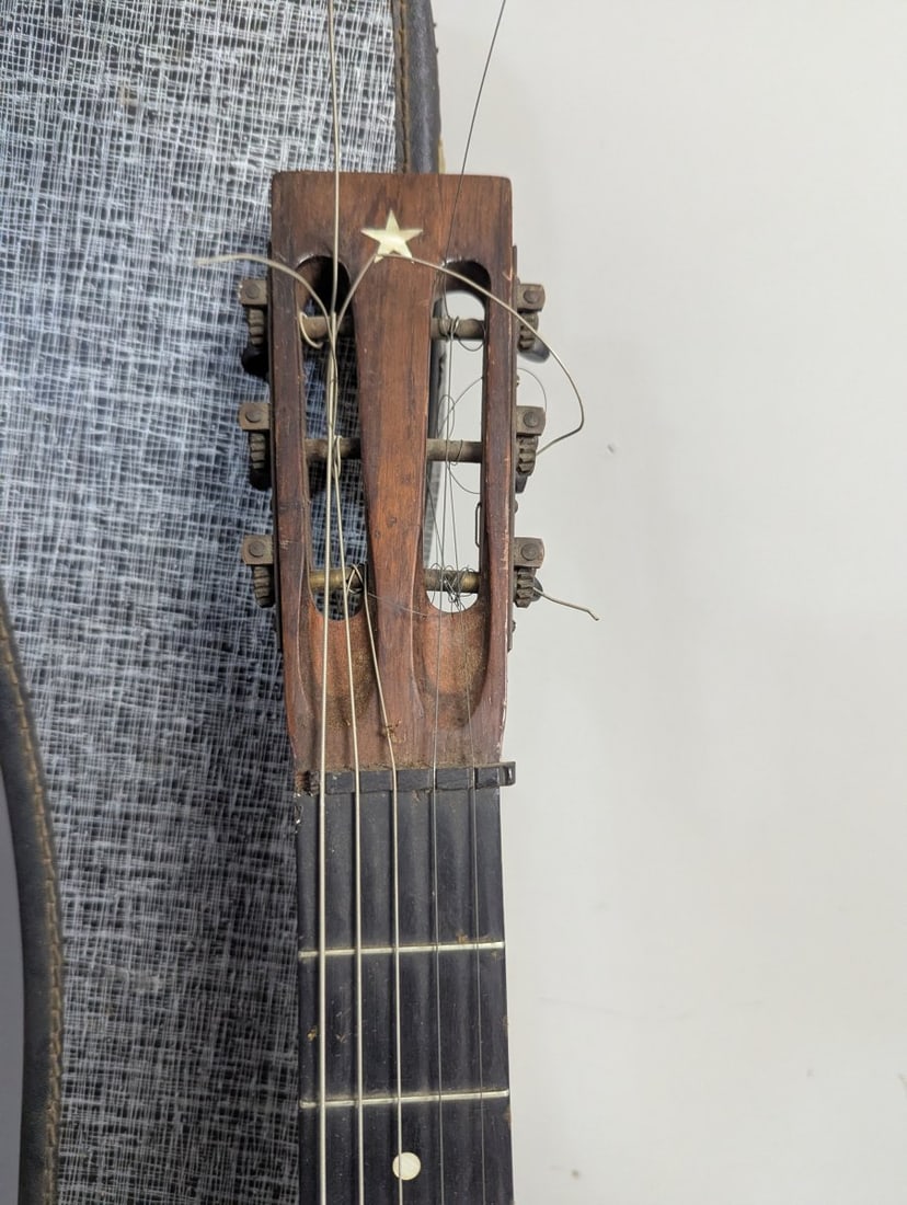 George Bauer Antique Parlor Guitar with Chipboard Case Project Instrument Rare Finds - 2