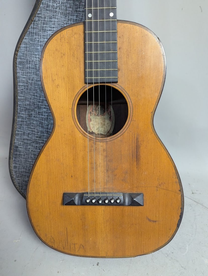 George Bauer Antique Parlor Guitar with Chipboard Case Project Instrument Rare Finds - 3