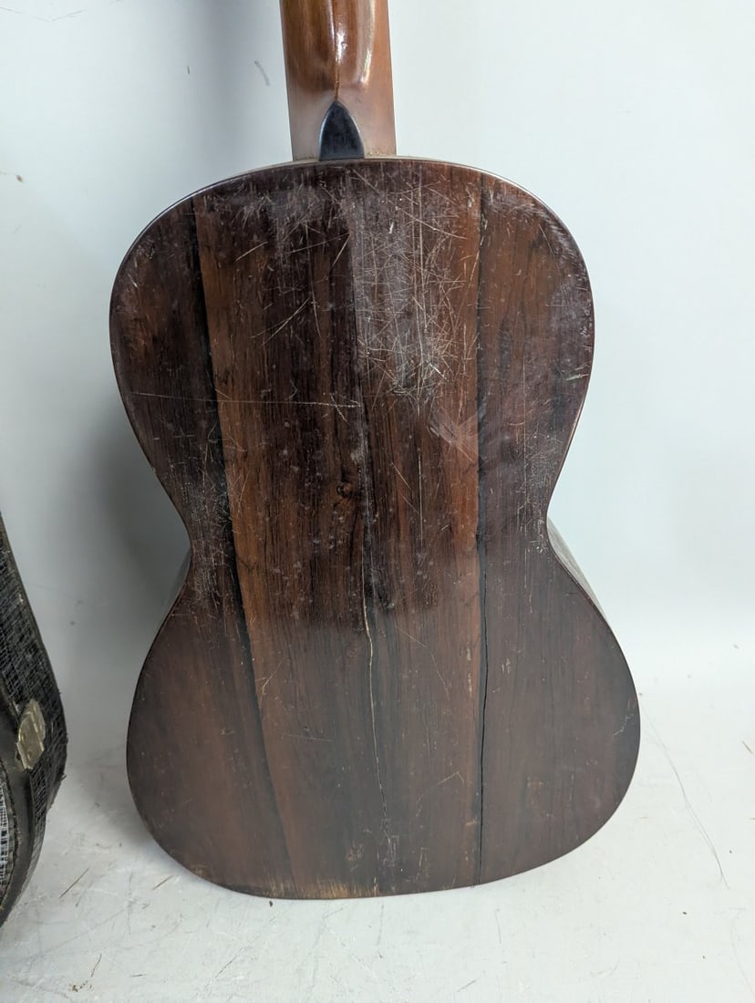 George Bauer Antique Parlor Guitar with Chipboard Case Project Instrument Rare Finds - 5