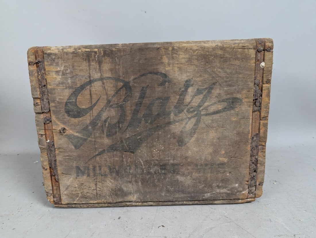 Vintage Blatz Beer Wooden Crate Rustic Breweriana Decor Collectible Milwaukee - 4