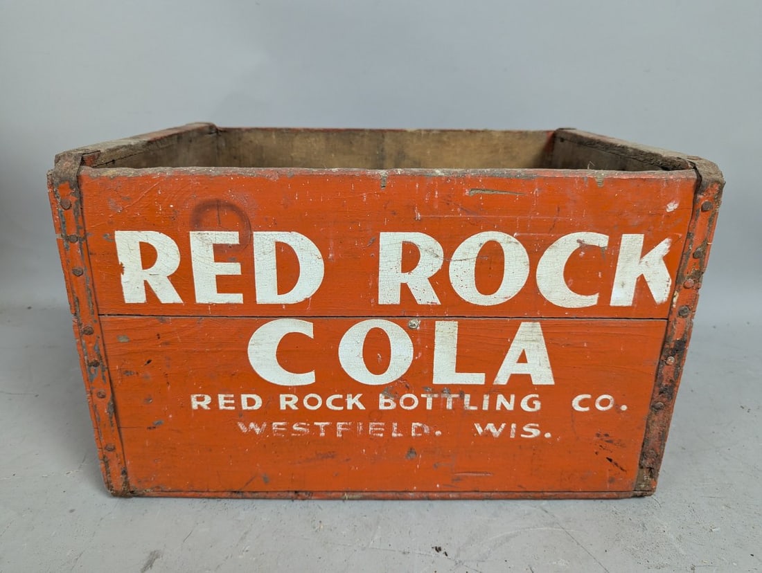 Vintage Red Rock Cola Wooden Crate Advertising Collectible from Westfield Wisconsin: **Important** Please read below description on how to avoid high shipping costs. Don't miss the chance to own this authentic Vintage Red Rock Cola Wooden Crate, measuring 10 1/2 x 17 1/2 x 13 inches.
