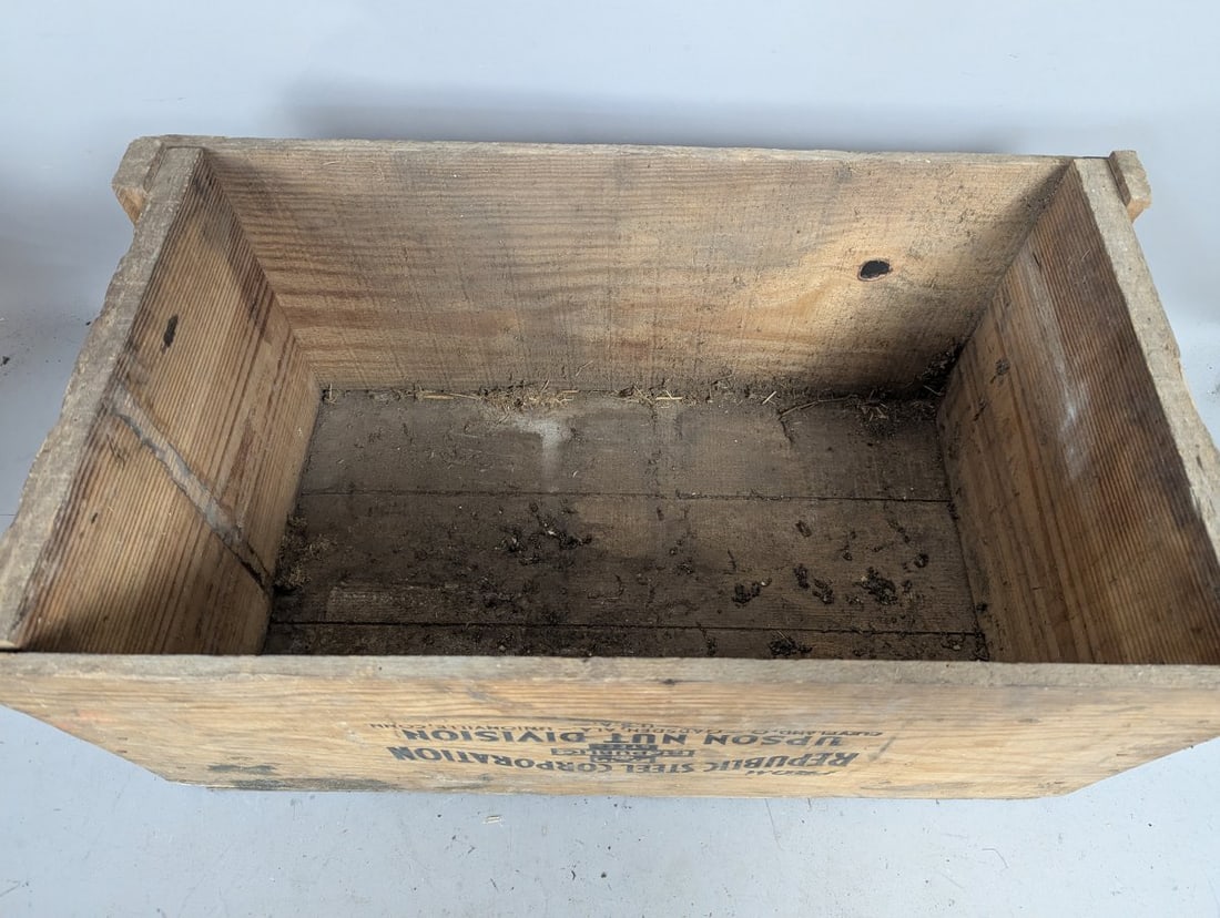 Collectible Vintage Republic Steel Corporation Upson Nut Division Wooden Crate Box - 3