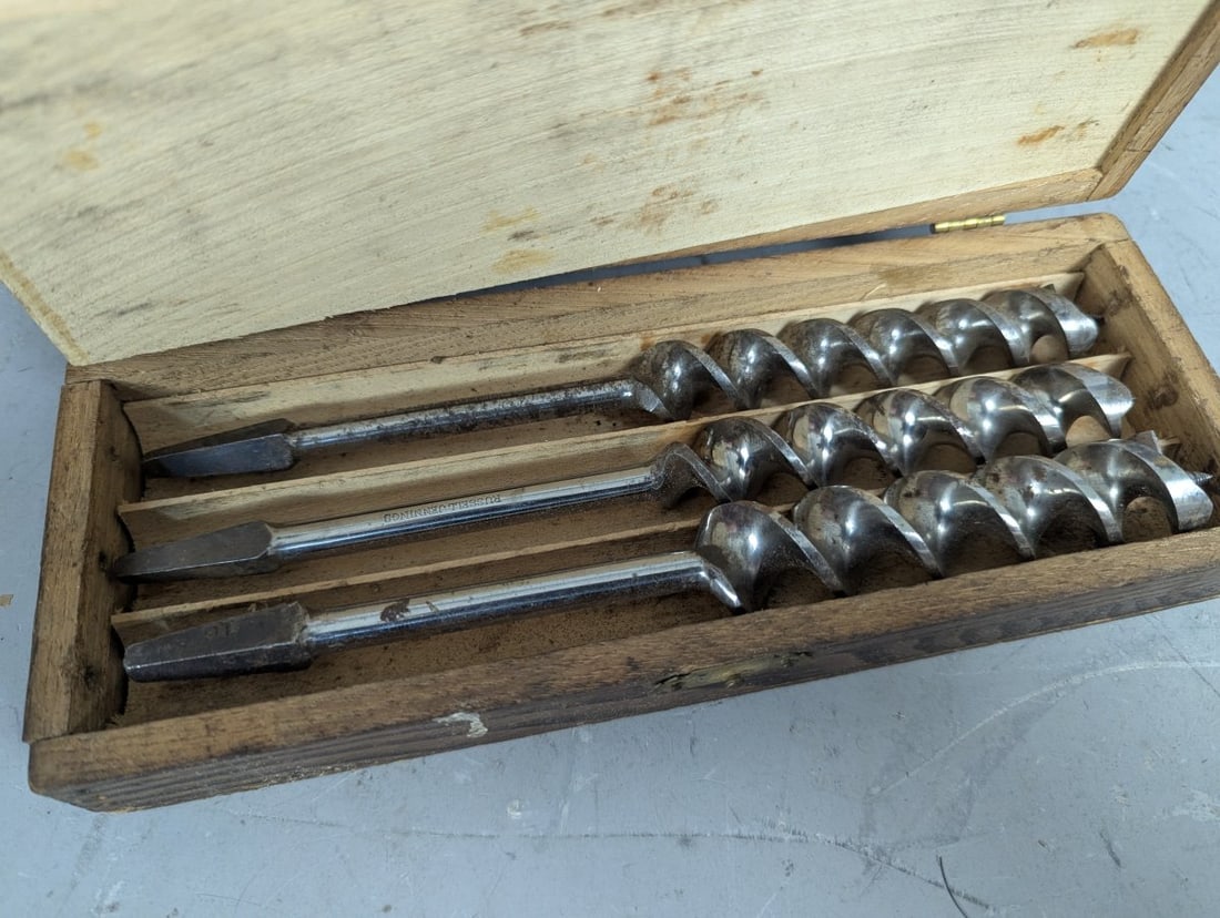 Vintage Russell Jennings Spur-Auger Bit Set Incomplete Wooden Box Collectible Tool - 5