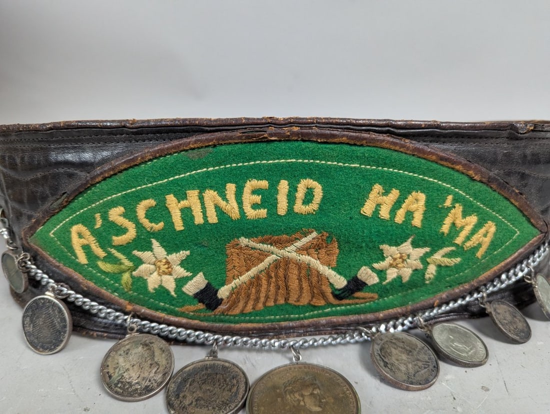 Vintage Alpine Ranzen Folk Art Belt with Coin Charms Unique Austria Bavaria Culture - 2