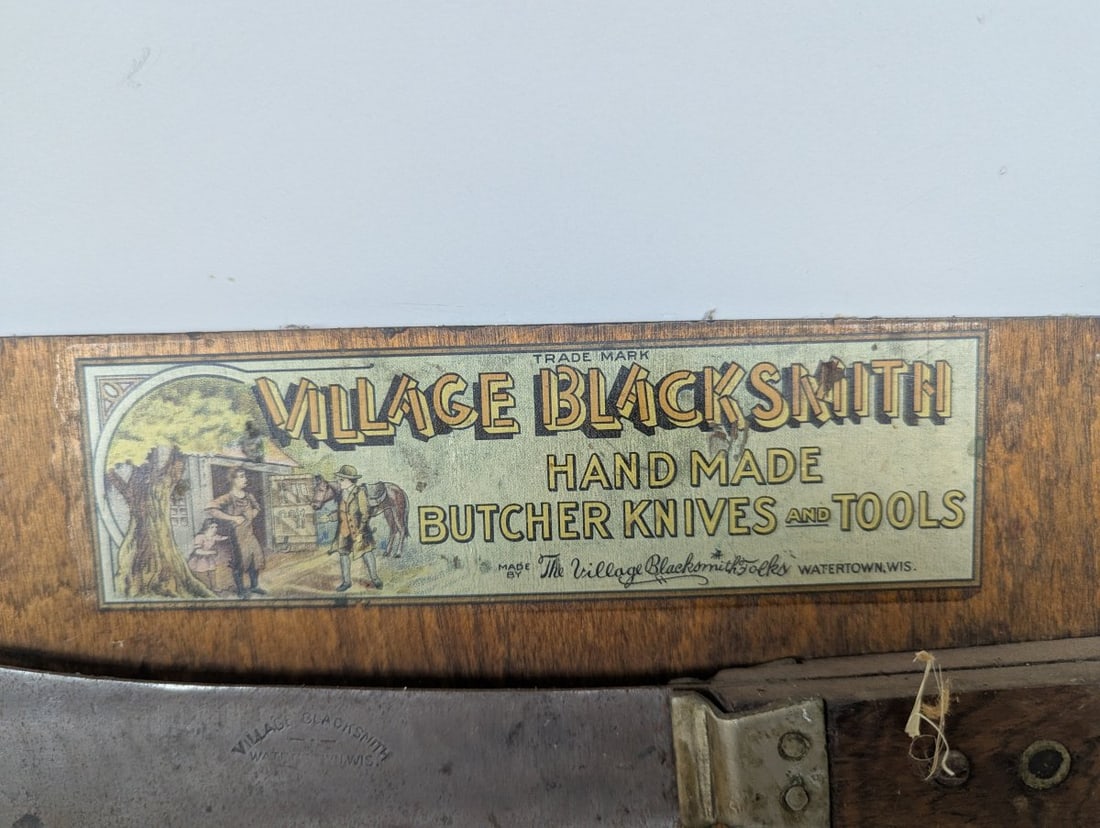 Vintage Village Blacksmith Promotional Knife Display Board with Seven Tools from Watertown WI - 2