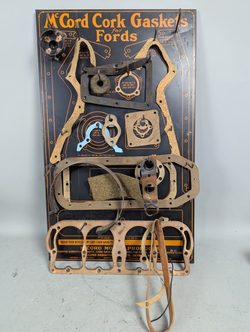 Antique McCord Gaskets for Fords Workshop Display Board Petroliana Model T Era: **Important** Please read below description on how to avoid high shipping costs. Discover a rare piece of automotive history with this Antique McCord Gaskets for Fords Advertising Display Board. Measu