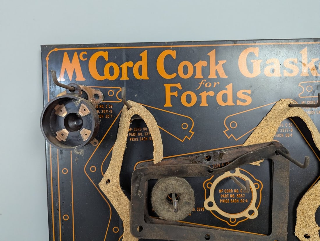 Antique McCord Gaskets for Fords Workshop Display Board Petroliana Model T Era - 2