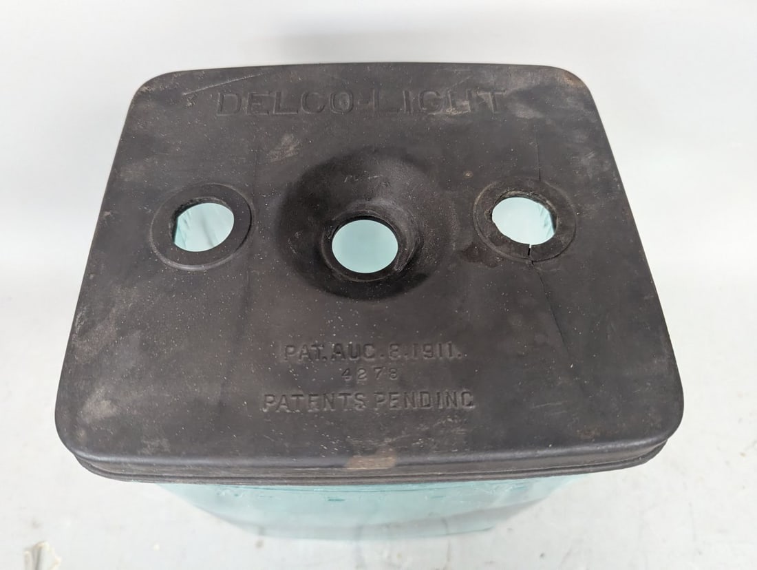 Antique Delco Light Glass Battery Jar with Lid Industrial Decor Vintage Collectible - 2