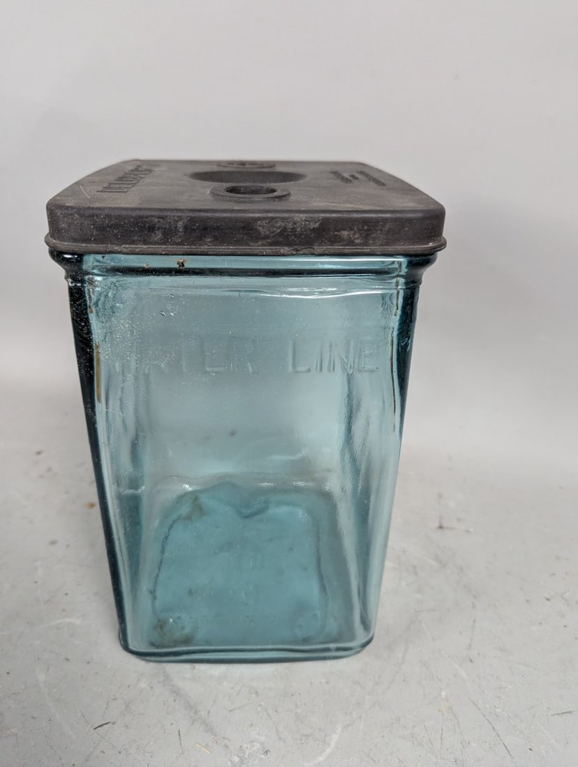 Antique Delco Light Glass Battery Jar with Lid Industrial Decor Vintage Collectible - 3