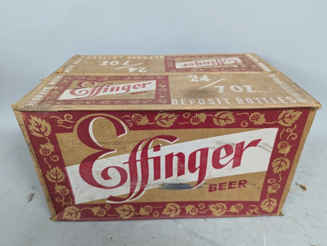 Vintage Effinger Beer Cardboard Case with 24 Little Effy Amber Glass Bottles Collectible Set - 2