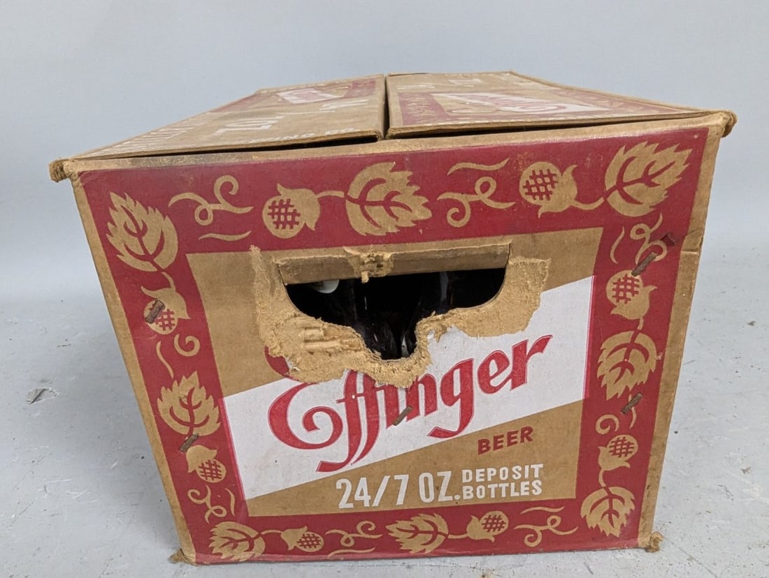 Vintage Effinger Beer Cardboard Case with 24 Little Effy Amber Glass Bottles Collectible Set - 7