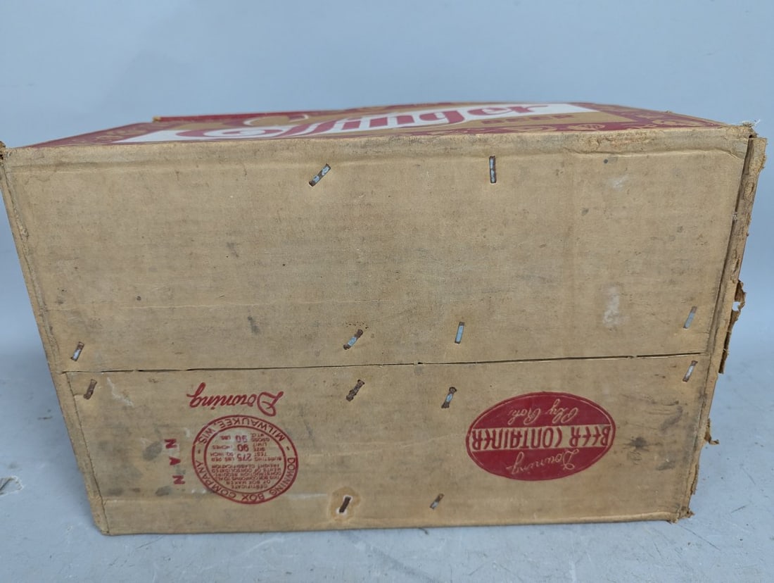 Vintage Effinger Beer Cardboard Case with 24 Little Effy Amber Glass Bottles Collectible Set - 8