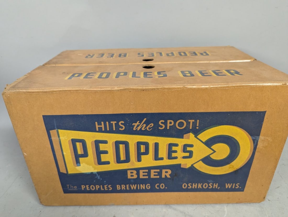 Vintage Peoples Beer Cardboard Case with 24 Empty Bottles from Oshkosh Brewing Co. - 2
