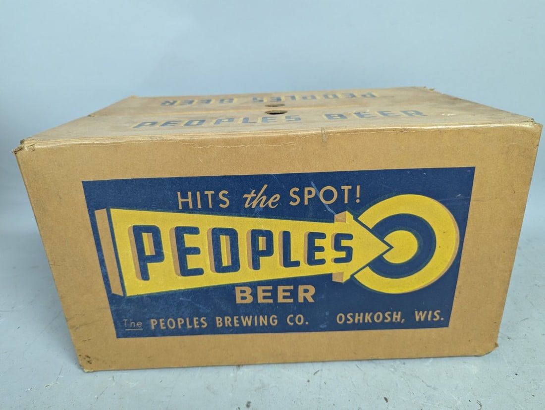 Vintage Peoples Beer Cardboard Case with 24 Empty Bottles from Oshkosh Brewing Co. - 6