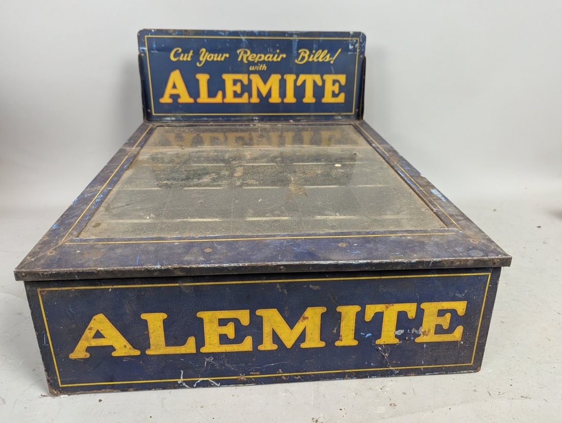 Vintage Alemite Zerk Type Grease Fittings Store Display Cabinet Autoparts Memorabilia: **Important** Please read below description on how to avoid high shipping costs. Discover the charm of a bygone era with this Vintage Alemite Zerk Type Grease Fittings Store Display Cabinet measuring