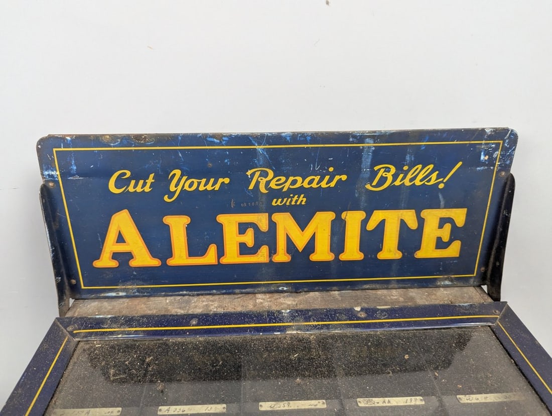 Vintage Alemite Zerk Type Grease Fittings Store Display Cabinet Autoparts Memorabilia - 2