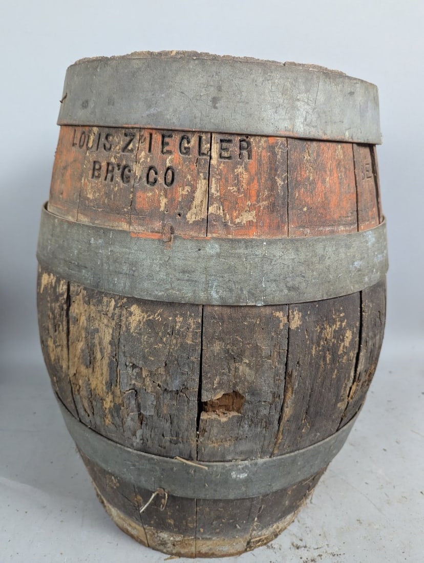 Antique Louis Ziegler Brewing Co Wooden Beer Barrel Unique Breweriana Collectible - 5
